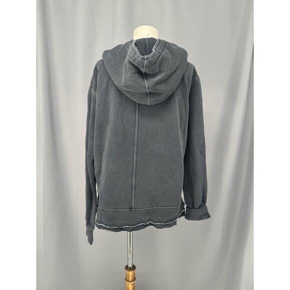 We The Free People Zuma Hooded Sweatshirt XS Pullover Gray Pocket Boho Distress - Picture 3 of 11